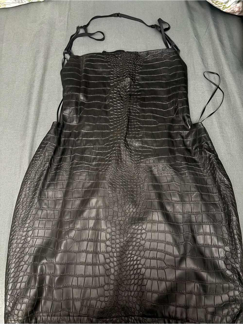 Windsor Black Croc-Embossed Mini Dress